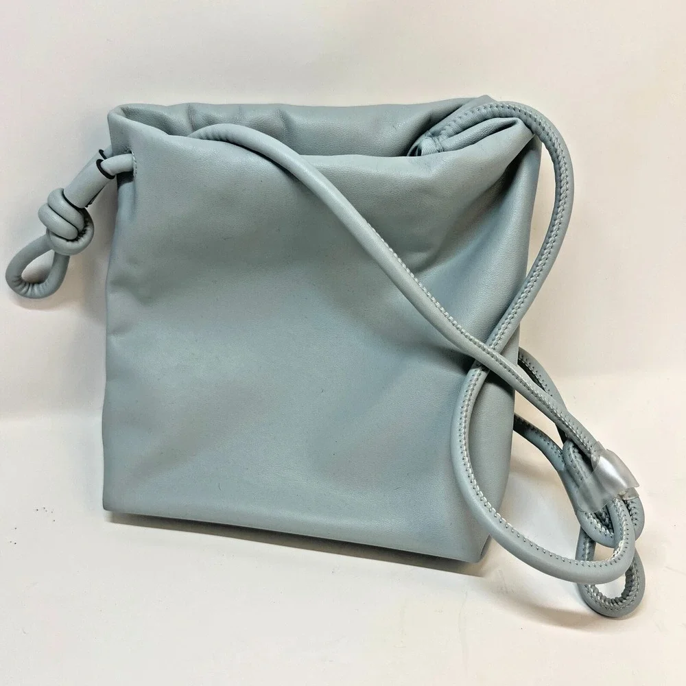 A New Day Light Blue Cinch Top Crossbody Purse‎ Faux Leather Good Condition
